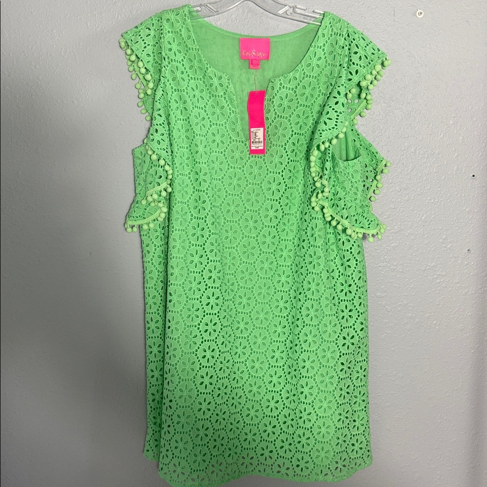 Lilly Pulitzer Green Eyelet Dress, Size XL, NWT - Picture 2 of 6